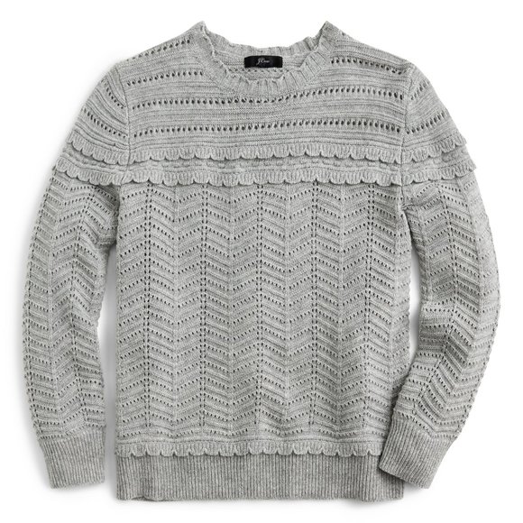J. Crew Crewneck Scalloped Pointelle Sweater Small - Picture 2 of 7